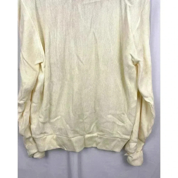 VTG Cream V Neck Cardigan Sweater Men's Large LOGO Grandpa Wear - Picture 7 of 14